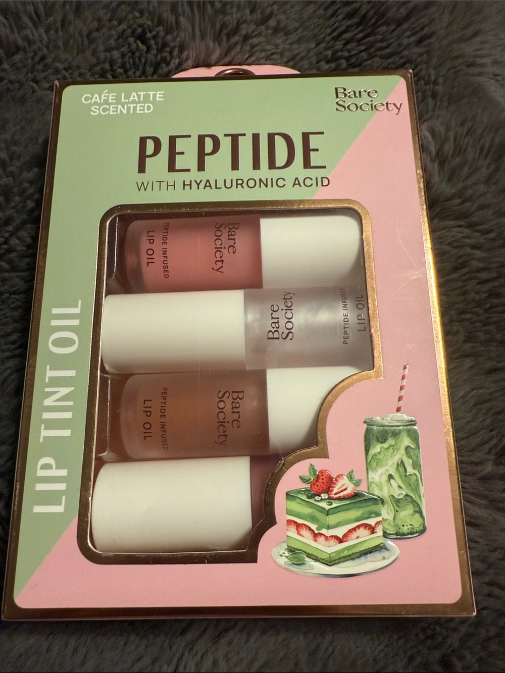 Society Peptide Lip Tint Oil Trio - Pink, Nude, Clear